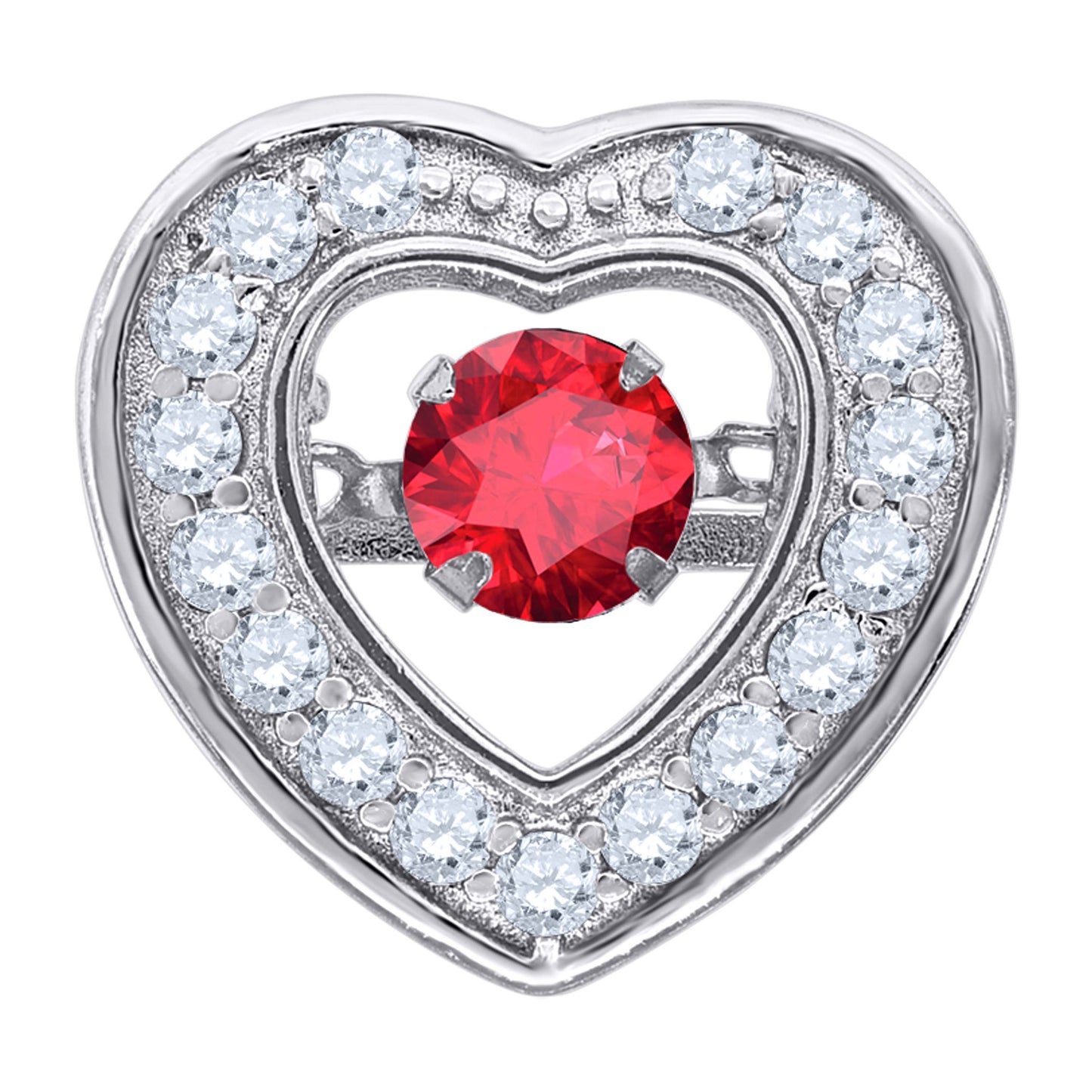 Sterling Silver Womens Cubic-Zirconia Heart Slide Charm Pendant