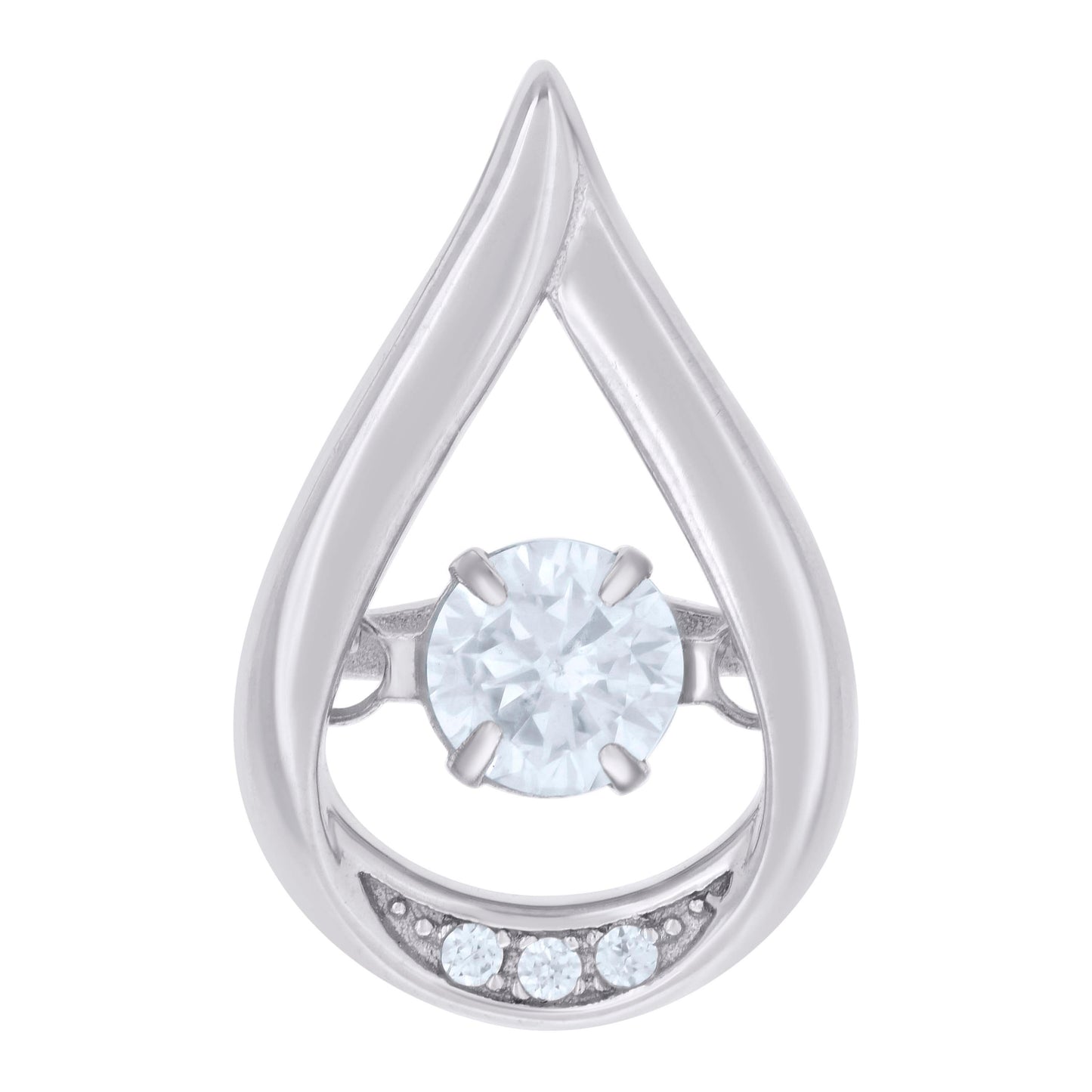 Sterling Silver Womens Cubic Zirconia Fashion Teardrop Slide Charm Pendant