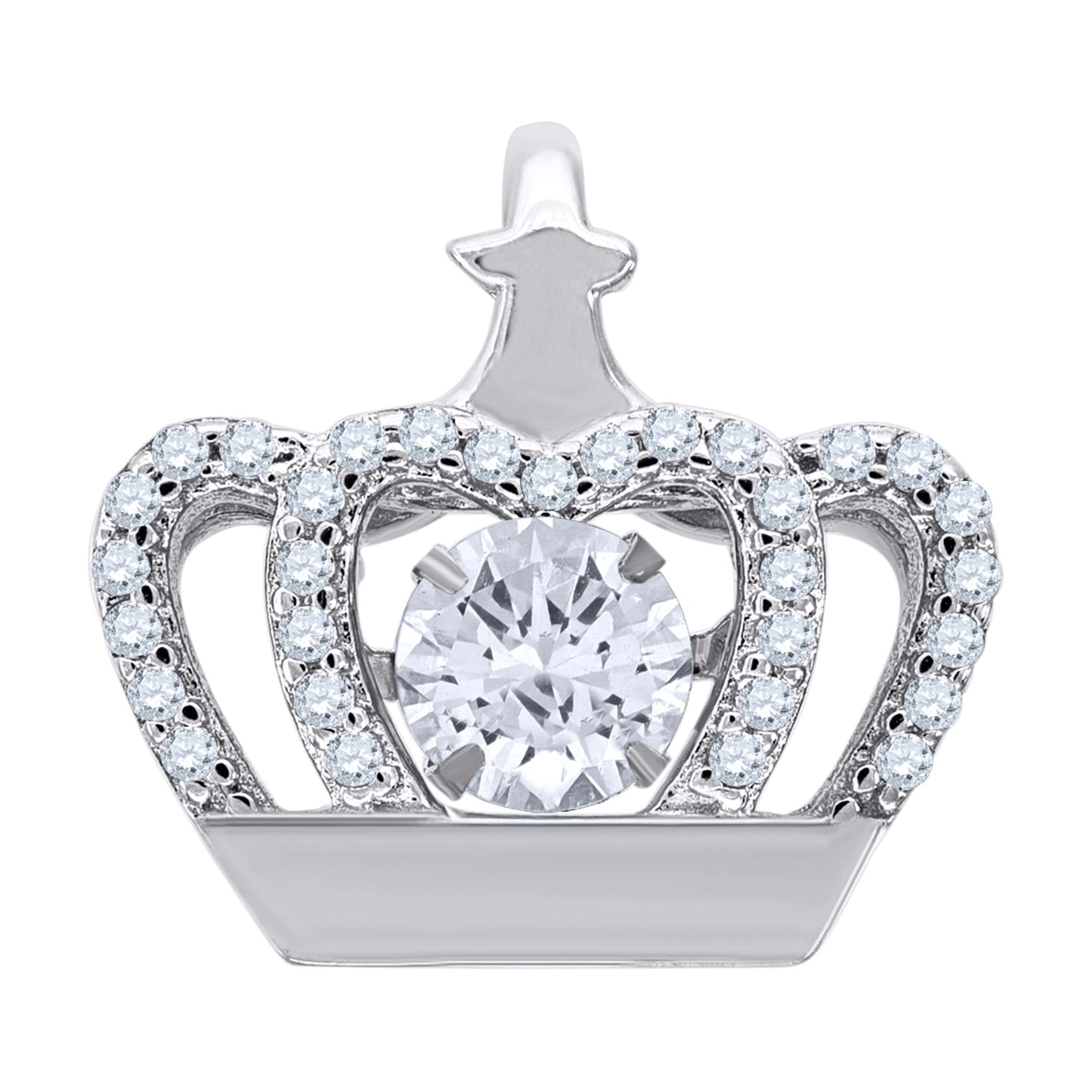 Sterling Silver Womens Cubic-Zirconia Crown Fashion Charm Pendant