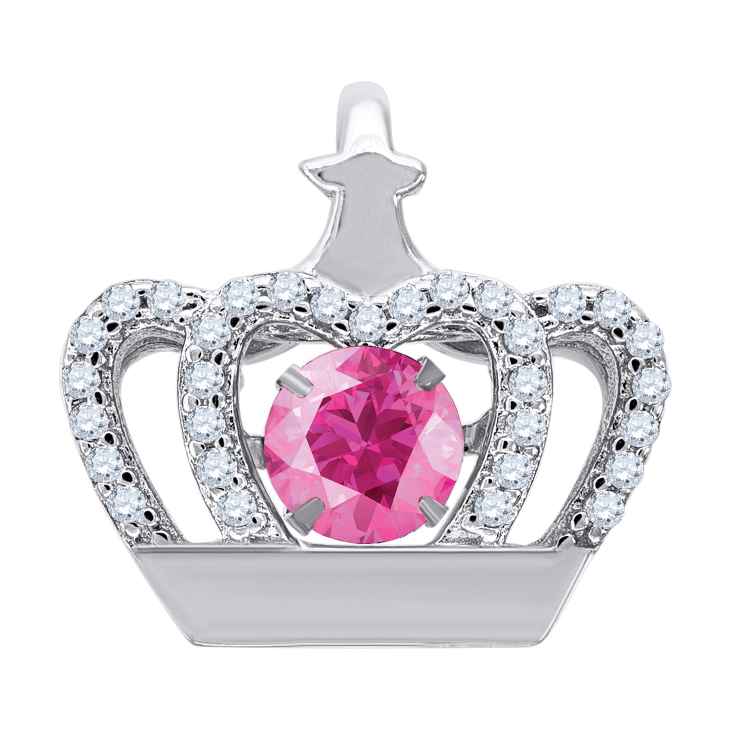 Sterling Silver Womens Cubic-Zirconia Crown Fashion Charm Pendant