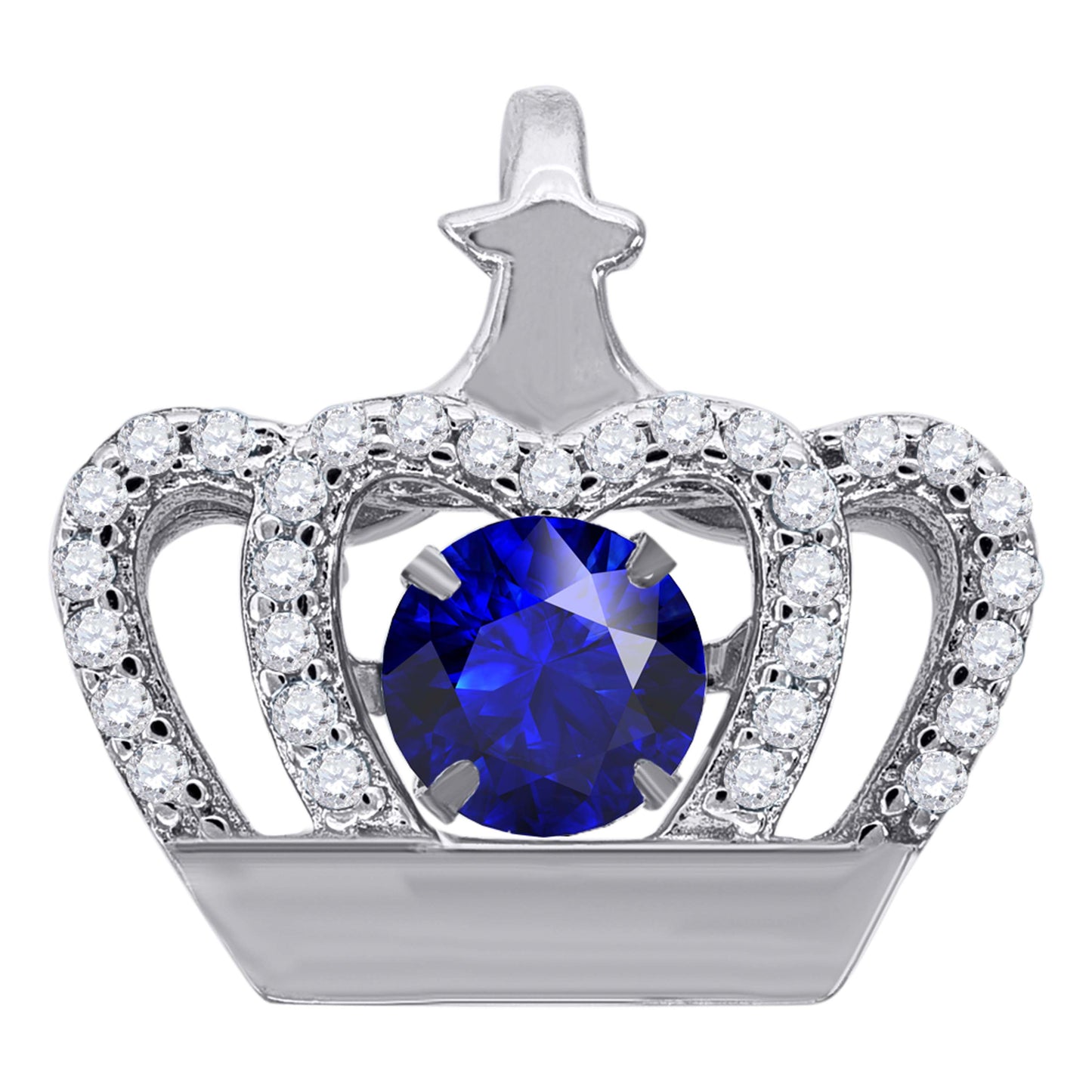 Sterling Silver Womens Cubic-Zirconia Crown Fashion Charm Pendant