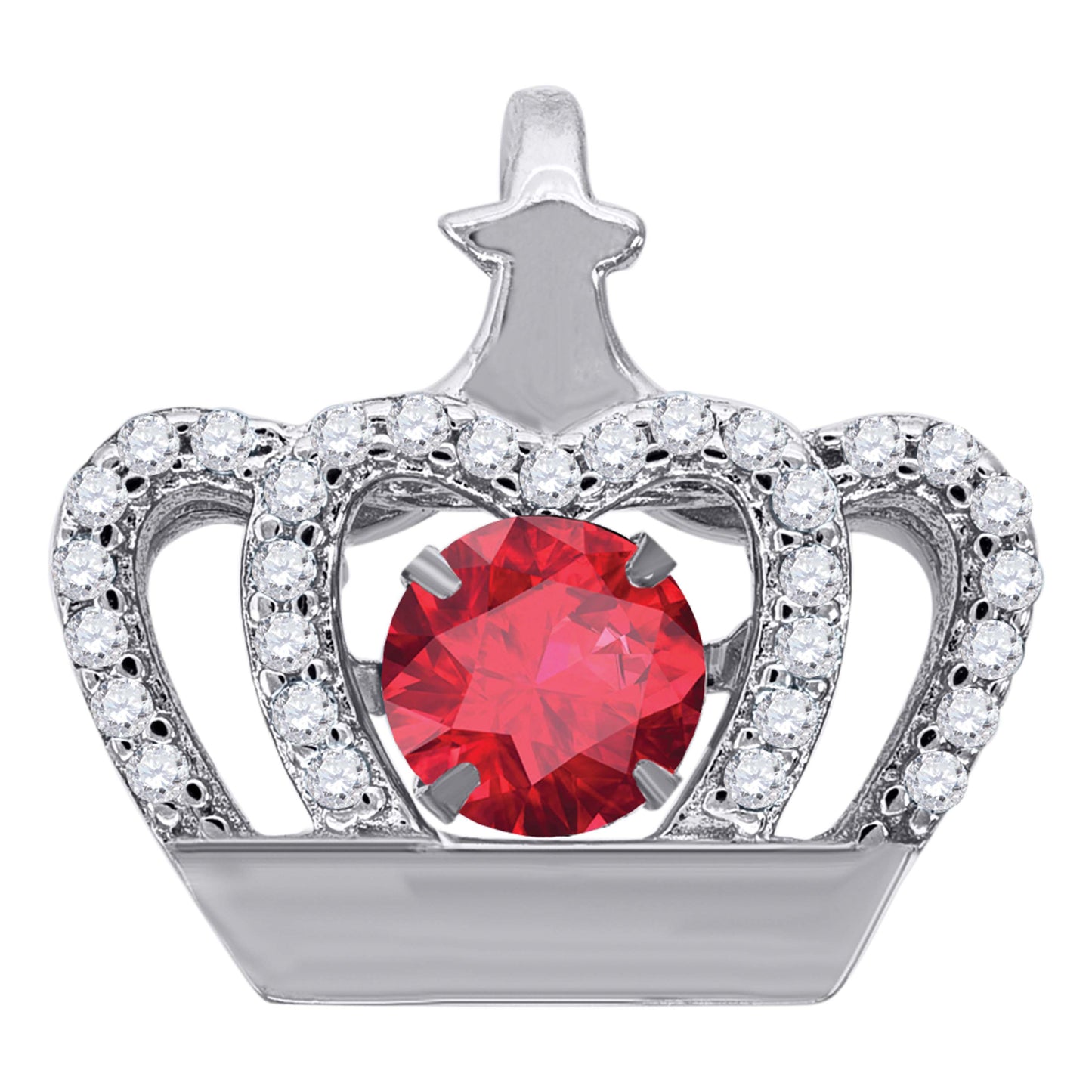 Sterling Silver Womens Cubic-Zirconia Crown Fashion Charm Pendant