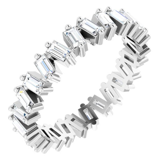 Platinum Straight Baguette 2.5 X 1.5 Mm Si2-Si3, Ghi Polished 7/8 Ctw Natural Diamond Eternity Band, Size 6