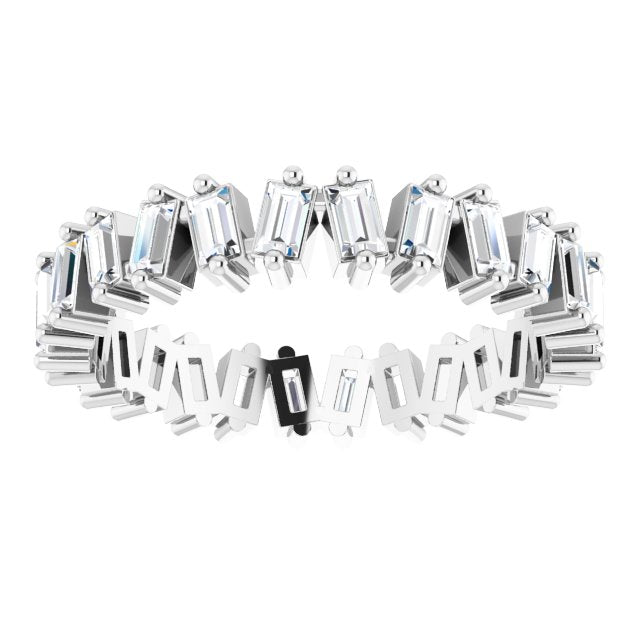 Platinum Straight Baguette 2.5 X 1.5 Mm Si2-Si3, Ghi Polished 7/8 Ctw Natural Diamond Eternity Band, Size 6
