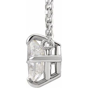 14K White Gold Square 4.5 X 4.5Mm G-H I1 1/2 Ctw Natural Diamond Claw-Prong Necklace, Length: 16 In