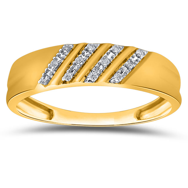 10K Yellow Gold 0.07-0.08 Cttw Diamond Mens Bands