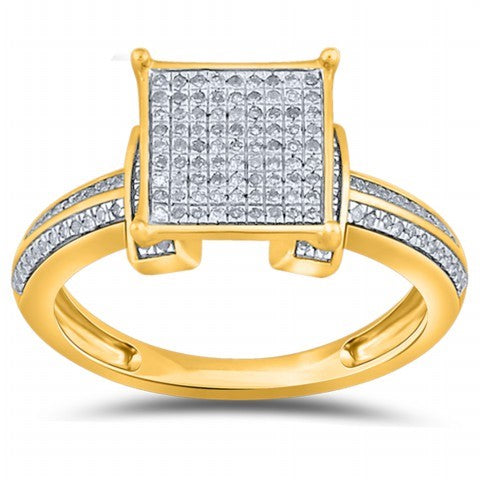 10K Yellow Gold 0.22-0.28 Cttw Diamond Ladies Micropave Rings