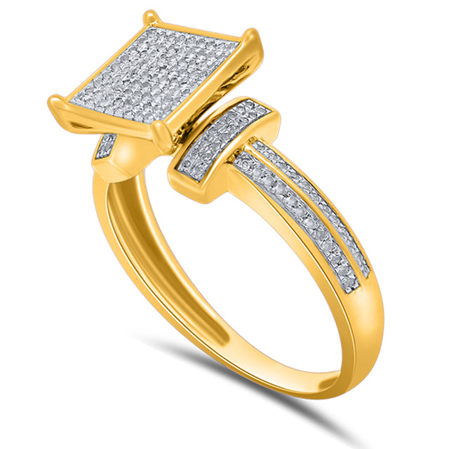 10K Yellow Gold 0.22-0.28 Cttw Diamond Ladies Micropave Rings
