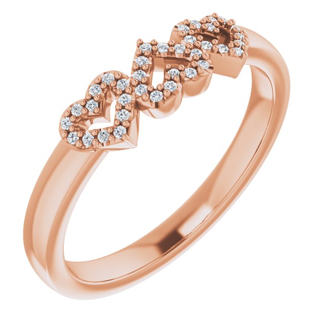 14K Rose Or White Gold Round .8 Mm Polished .08 Ctw Natural Diamond Heart Ring, Size 7
