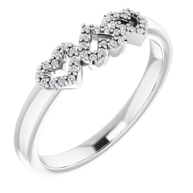 14K Rose Or White Gold Round .8 Mm Polished .08 Ctw Natural Diamond Heart Ring, Size 7