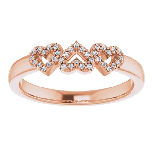 14K Rose Or White Gold Round .8 Mm Polished .08 Ctw Natural Diamond Heart Ring, Size 7