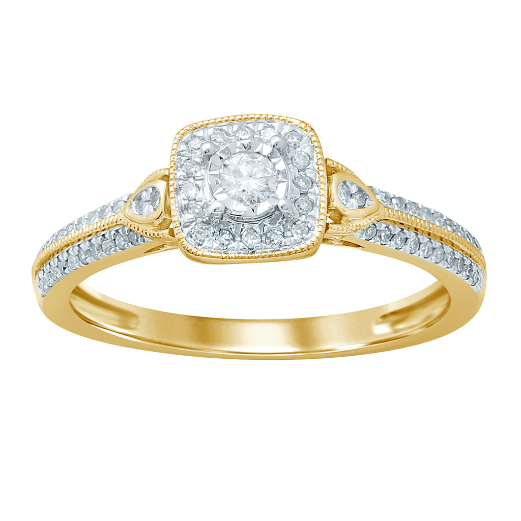 10K Yellow Or White Gold 0.20-0.22 Cttw Round Diamond Ladies Ring