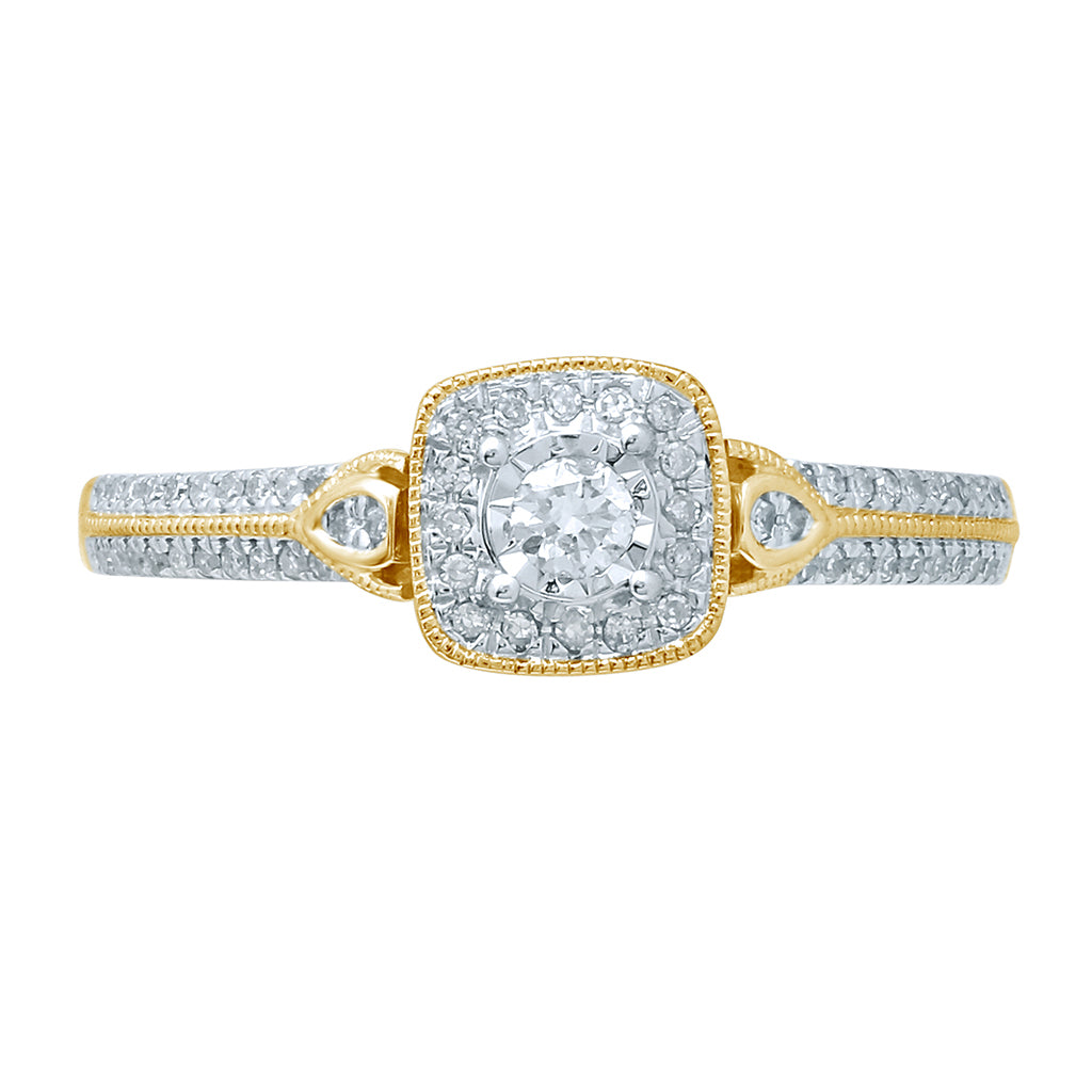10K Yellow Or White Gold 0.20-0.22 Cttw Round Diamond Ladies Ring