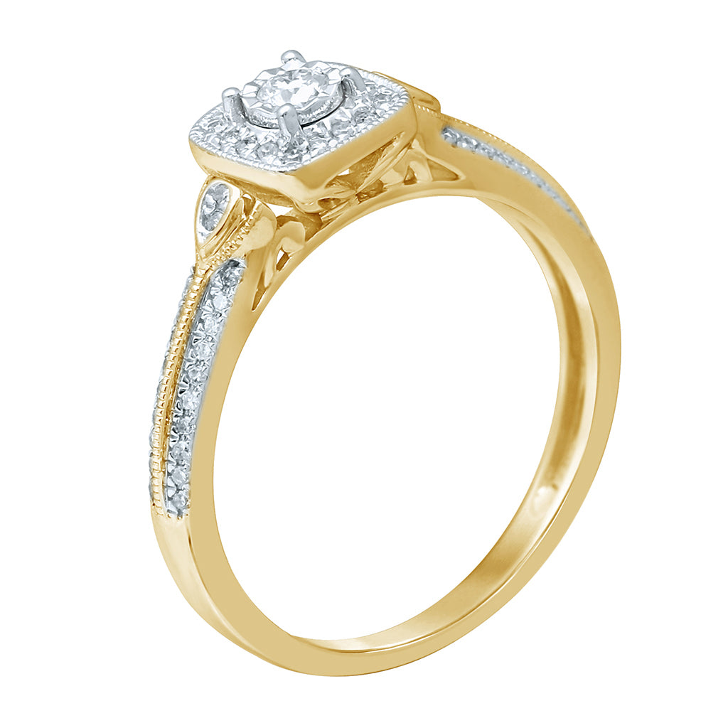 10K Yellow Or White Gold 0.20-0.22 Cttw Round Diamond Ladies Ring