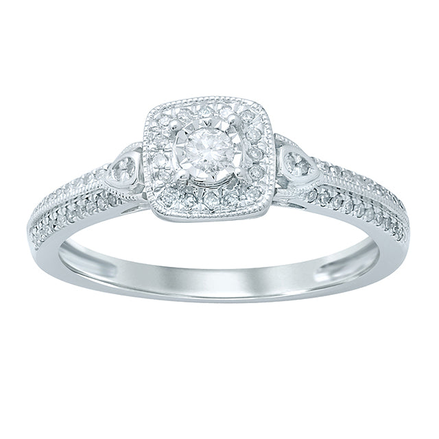 10K Yellow Or White Gold 0.20-0.22 Cttw Round Diamond Ladies Ring