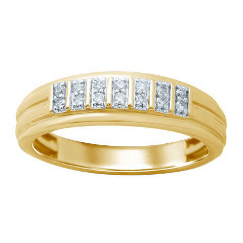 10K Yellow Gold 0.17-0.18  Cttw Diamond Mens Band