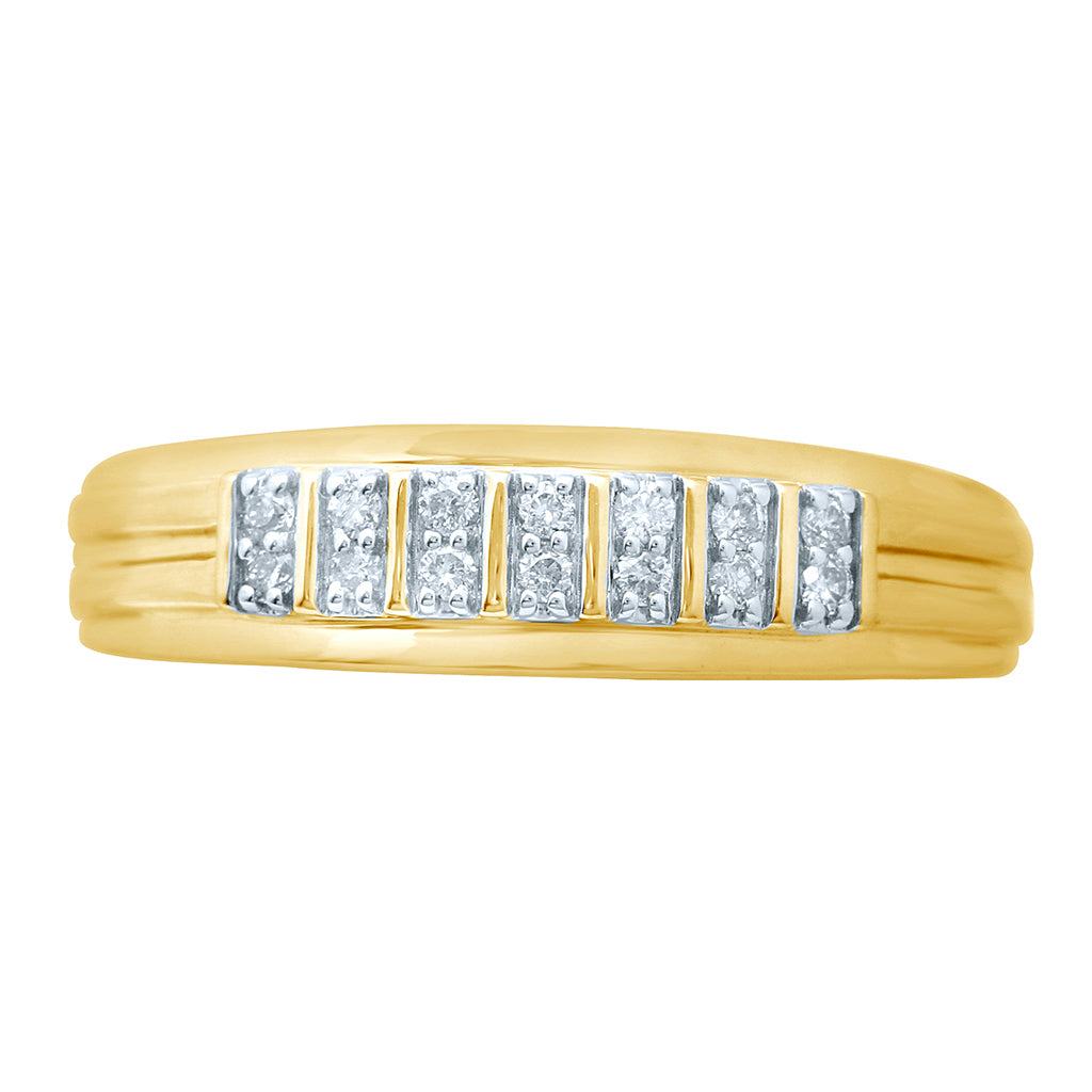 10K Yellow Gold 0.17-0.18  Cttw Diamond Mens Band