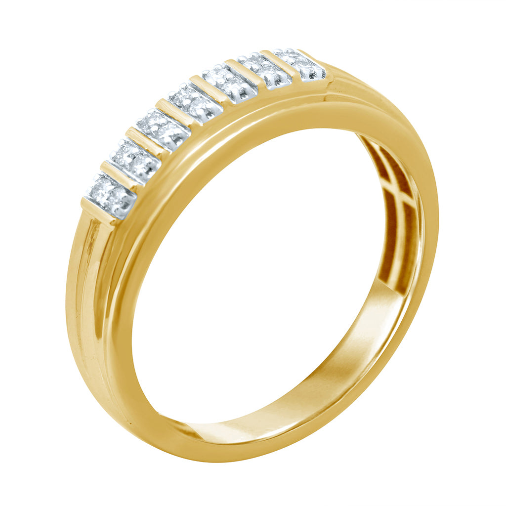 10K Yellow Gold 0.17-0.18  Cttw Diamond Mens Band