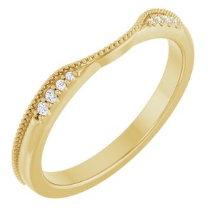 14K Yellow Gold Round Polished .04 Ctw Natural Diamond Milgrain Contour Band Size 7