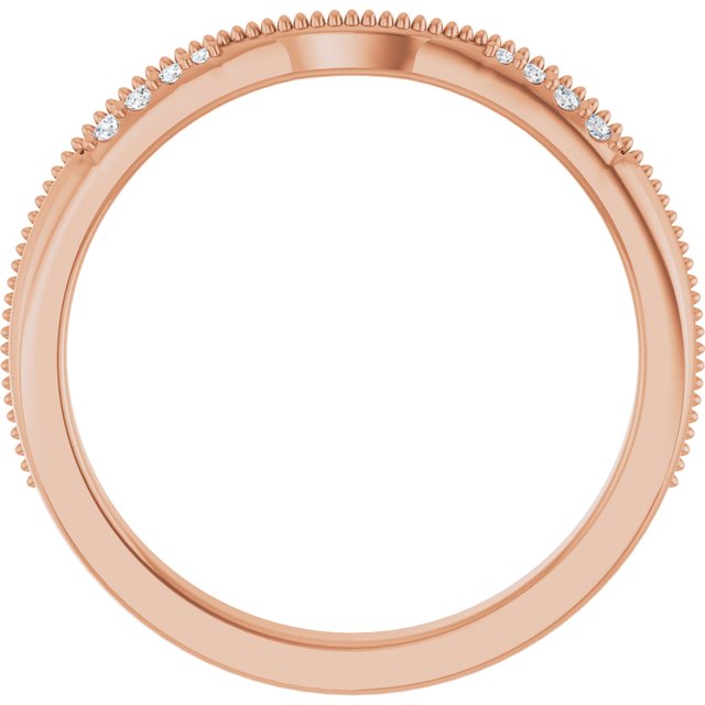 14K Rose Or White Gold Round Polished .04 Ctw Natural Diamond Milgrain Contour Band, Size 7