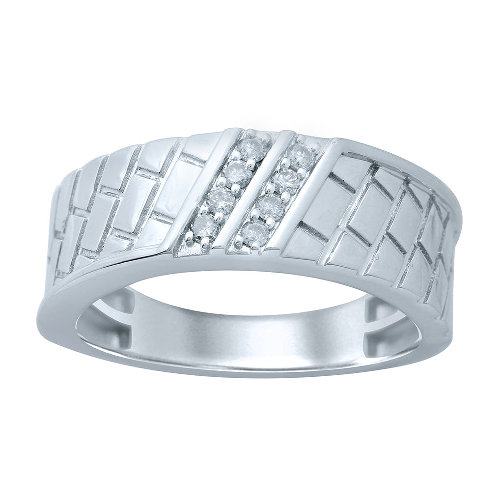 10K White Gold 0.17 Cttw Diamond Mens Band