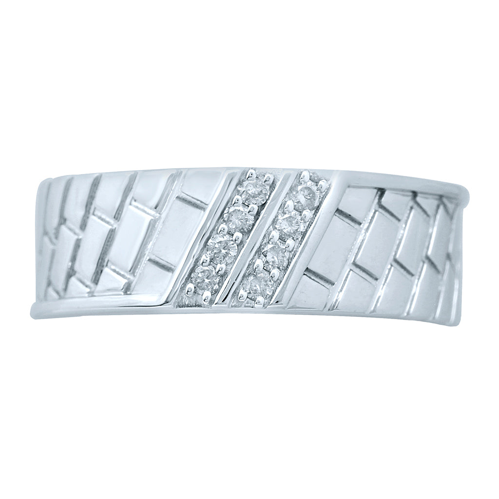 10K White Gold 0.17 Cttw Diamond Mens Band
