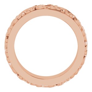 14K Yellow Or White Or Rose Gold Floral Inlay Flat Band