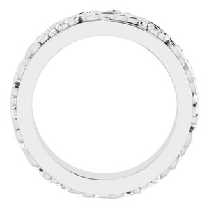14K Yellow Or White Or Rose Gold Floral Inlay Flat Band