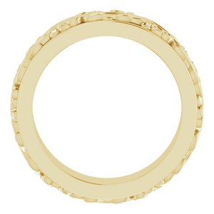 14K Yellow Or White Or Rose Gold Floral Inlay Flat Band
