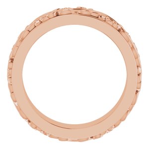 14K Yellow Or White Or Rose Gold Floral Inlay Flat Band