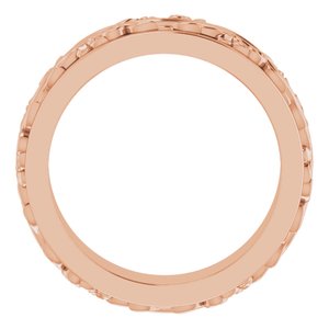 14K Yellow Or White Or Rose Gold Floral Inlay Flat Band