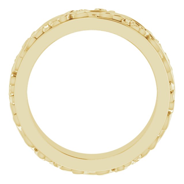 14K Yellow Or White Gold Or Sterling Silver Or Platinum Polished Sculptural Inlay Standard-Fit Flat Band