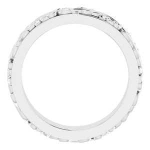 14K Yellow Or White Or Rose Gold Floral Inlay Flat Band