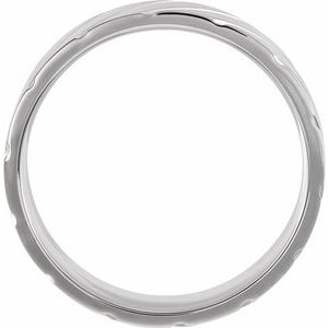 14K White Gold 6 Mm Polished Patterned Comfort-Fit Band Size 10