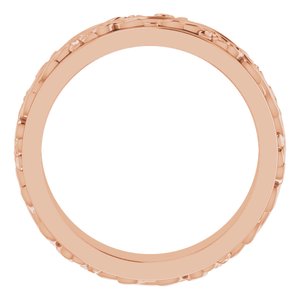 14K Yellow Or White Or Rose Gold Floral Inlay Flat Band