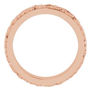 14K Yellow Or White Or Rose Gold Floral Inlay Flat Band