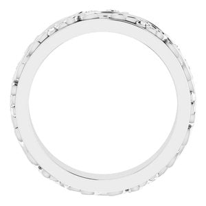 10K Yellow Or White Or Rose Gold Floral Inlay Flat Band