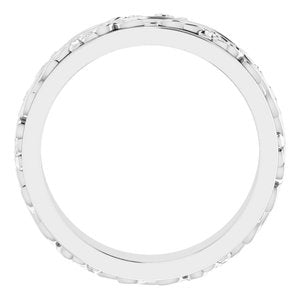 10K Yellow Or White Or Rose Gold Floral Inlay Flat Band