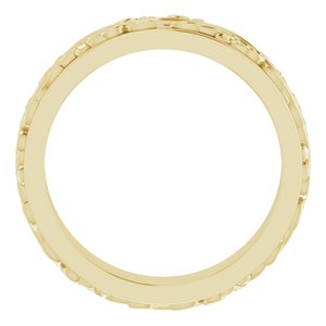 10K Yellow Or White Or Rose Gold Floral Inlay Flat Band