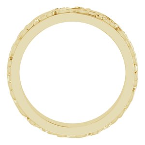 10K Yellow Or White Or Rose Gold Floral Inlay Flat Band
