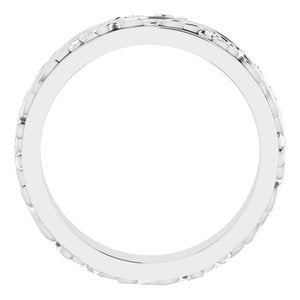 14K Yellow Or White Or Rose Gold Floral Inlay Flat Band