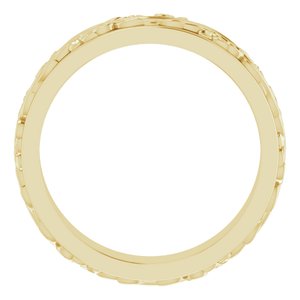 10K Yellow Or White Or Rose Gold Floral Inlay Flat Band