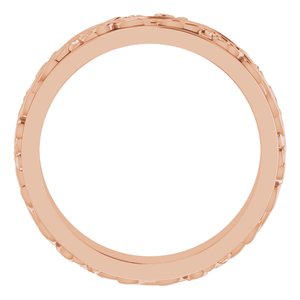 14K Yellow Or White Or Rose Gold Floral Inlay Flat Band