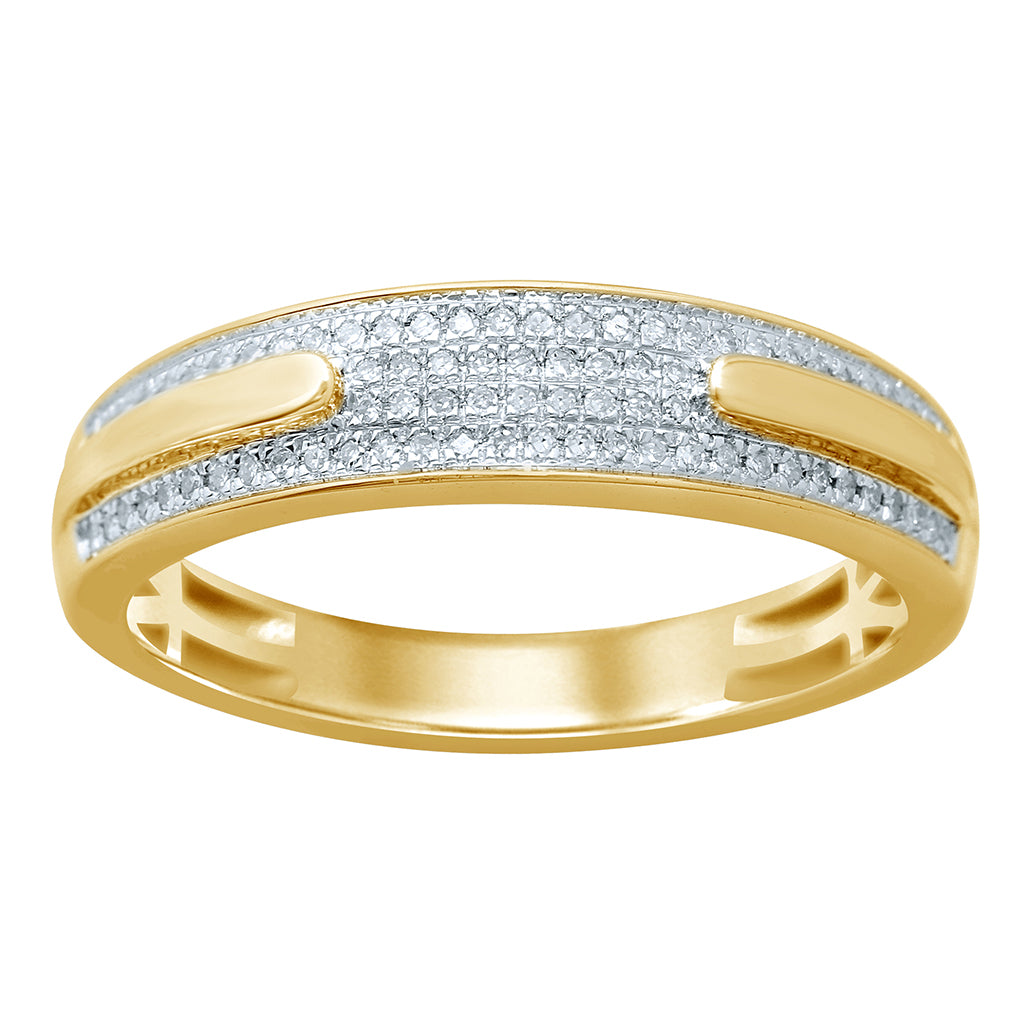 10K Yellow Gold 0.12-0.14 Cttw Diamond Mens Band
