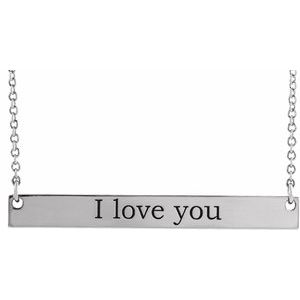 14K White Gold 34 X 4 Mm 16 In Polished Engravable Bar Necklace