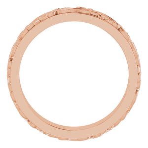 14K Yellow Or White Or Rose Gold Floral Inlay Flat Band