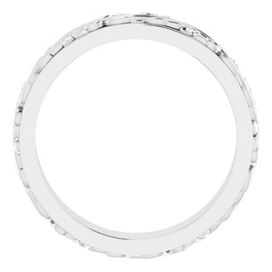 10K Yellow Or White Or Rose Gold Floral Inlay Flat Band