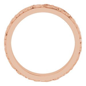 14K Yellow Or White Or Rose Gold Floral Inlay Flat Band