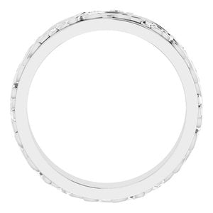 10K Yellow Or White Or Rose Gold Floral Inlay Flat Band