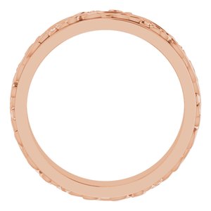 14K Yellow Or White Or Rose Gold Floral Inlay Flat Band